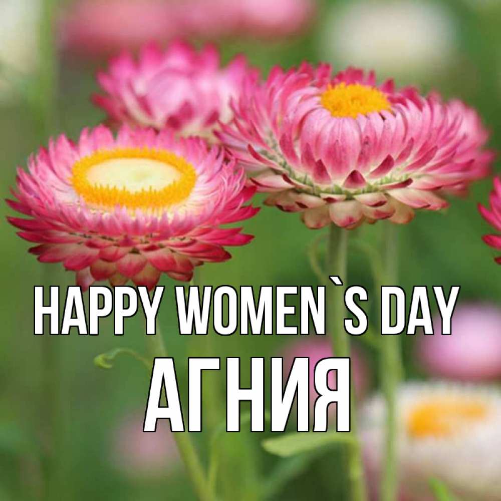 Greetings card с именем, Агния happy women`s day подарок на международный женский день Greetings with text for free download 